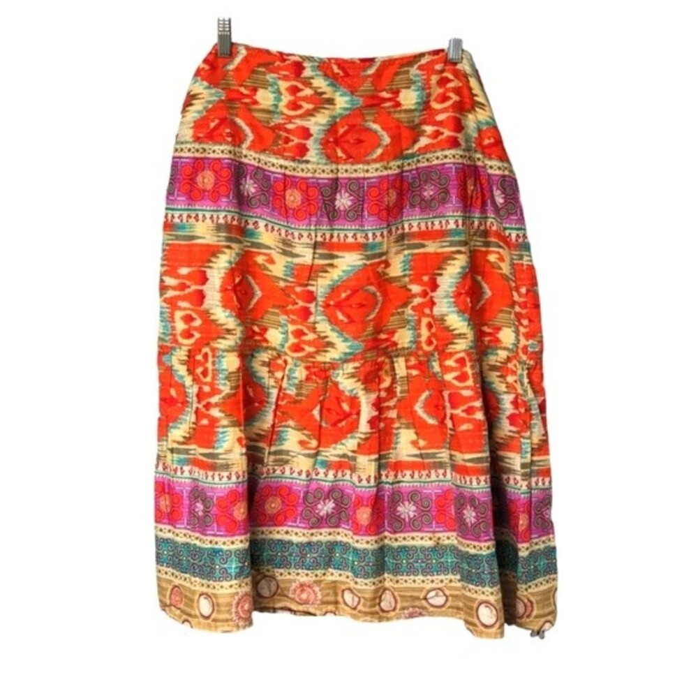 Evan-Picone 12P Ikat pattern faux wrap skirt